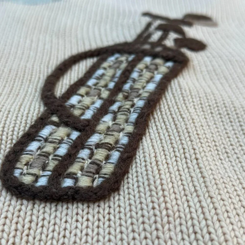 SOLD / AMAZING VINTAGE cream y2k LIZ CLAIBORNE GOLF knot knit cardigan! - Picture 6 of 8